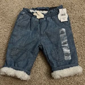 NWT Gap 0-3 month Cozy Lined Jeans pull on.